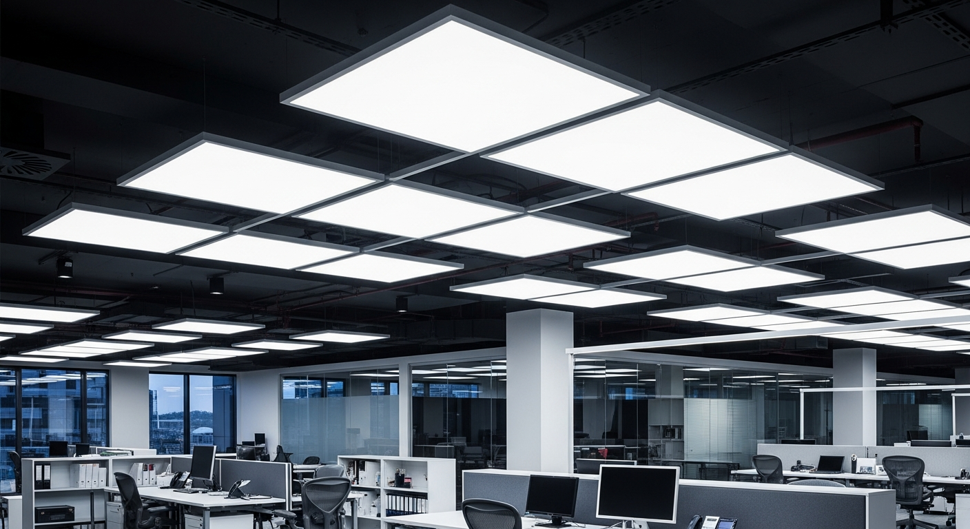 Modern commercial office with energy-efficient LED lighting